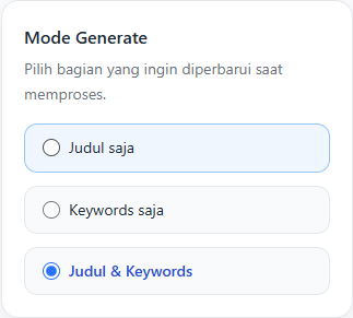 Pilihan hasil yang ingin diperbarui