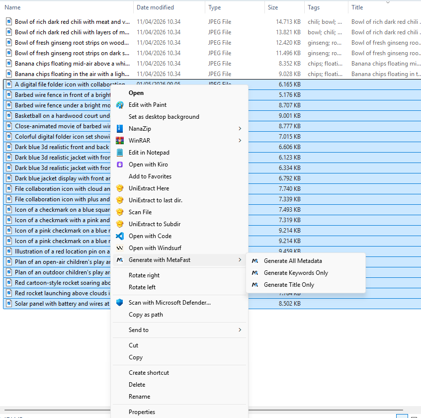 Integrasi MetaFast langsung dari klik kanan Windows Explorer