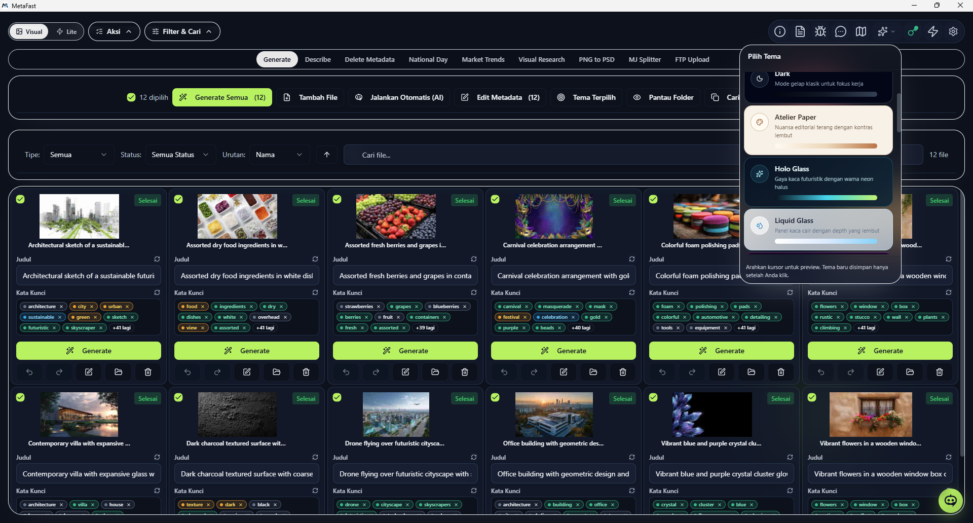 Pilihan tema MetaFast